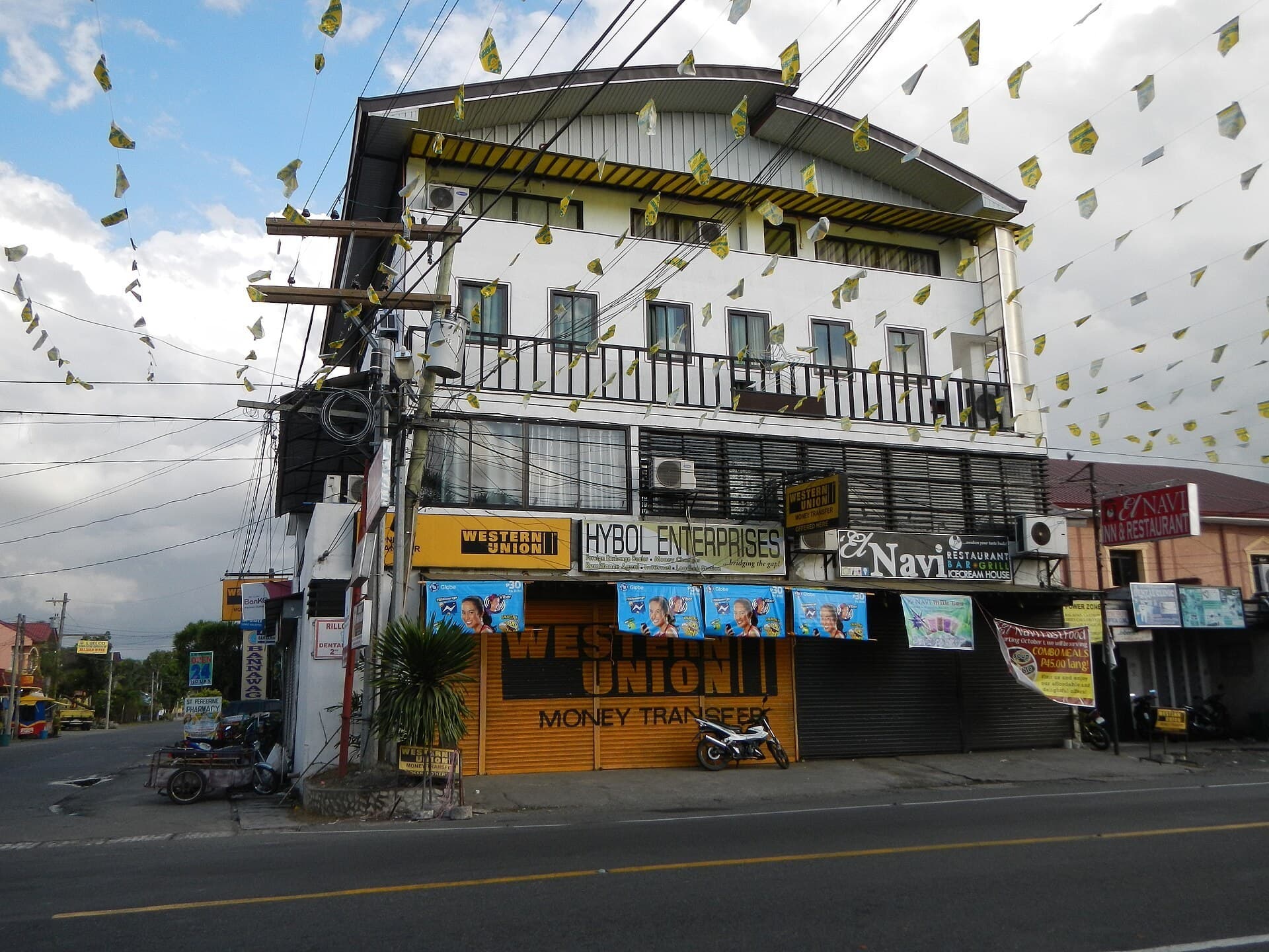 A street money-transfer shopfront advertising remittance services.